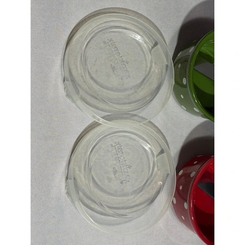 Temp-tations by Tara Polka Dot 6 oz Ramekins Set of 2 Red Green with Spreaders